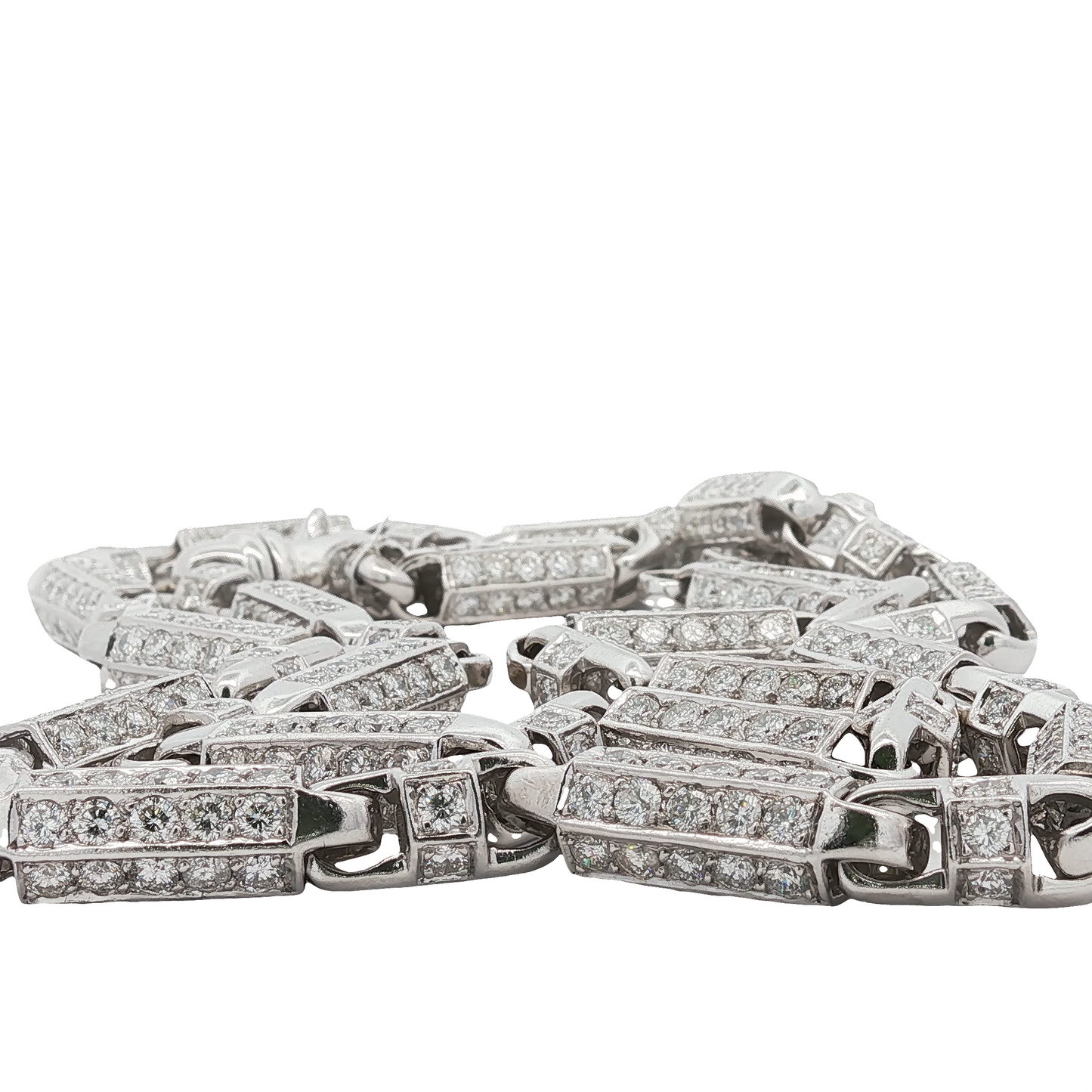 76.26 Carat Diamond Link Chain Necklace in 14K White Gold, 32 Inches