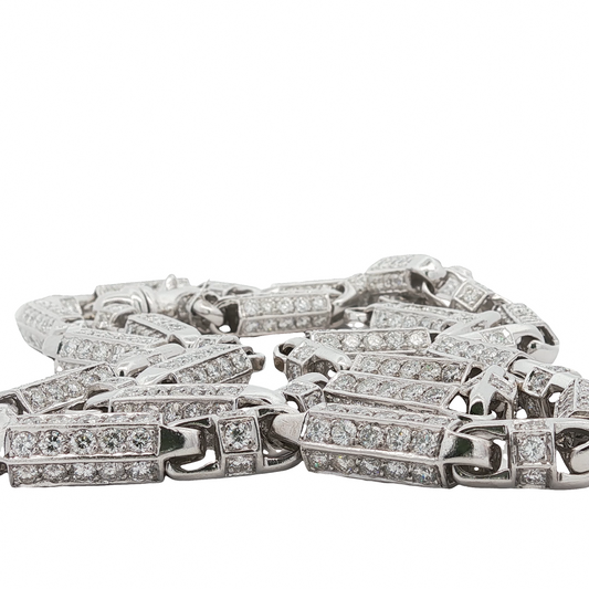 76.26 Carat Diamond Link Chain Necklace in 14K White Gold, 32 Inches