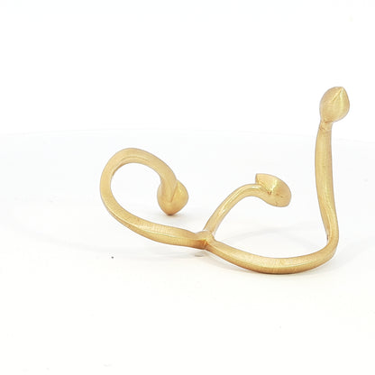 Avant-garde 18k matte yellow gold open-shank ring with 1.53ctw marquise diamonds worn across fingers size 7 by Kantor Gems