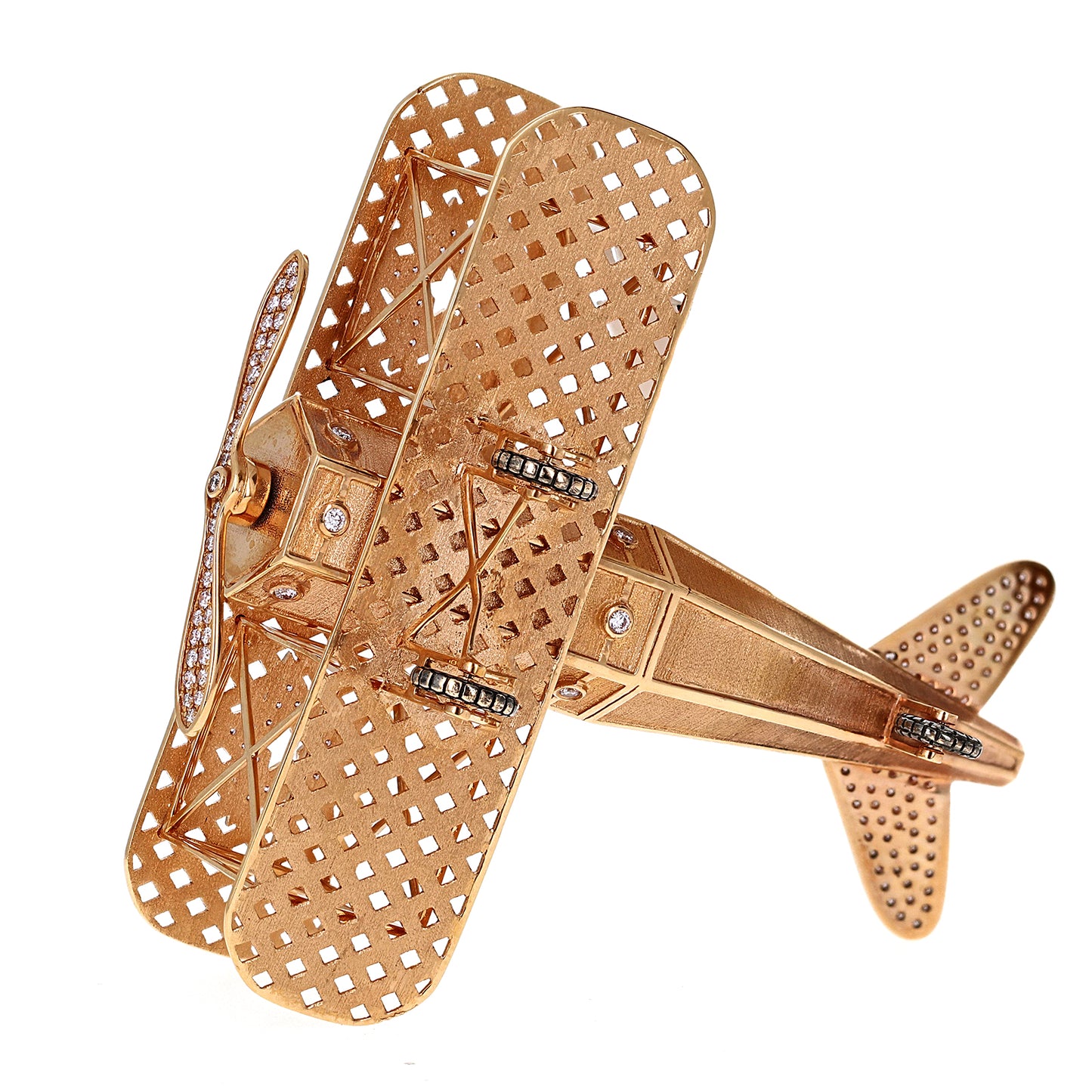 Natural Pink Diamond Rose Gold Miniature Model Airplane