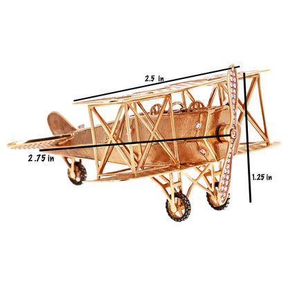 Natural Pink Diamond Rose Gold Miniature Model Airplane