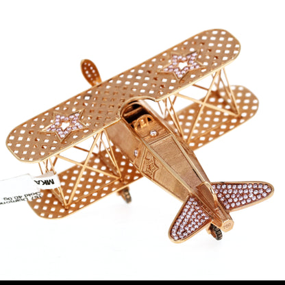 Natural Pink Diamond Rose Gold Miniature Model Airplane