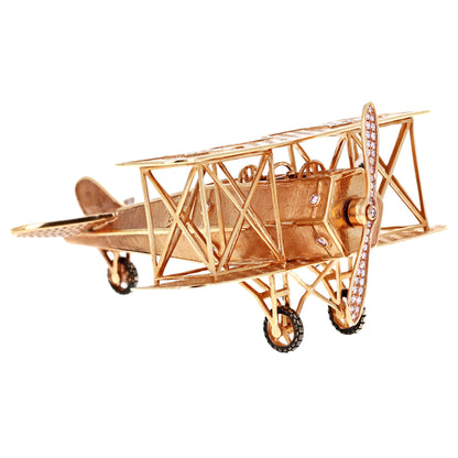 Natural Pink Diamond Rose Gold Miniature Model Airplane