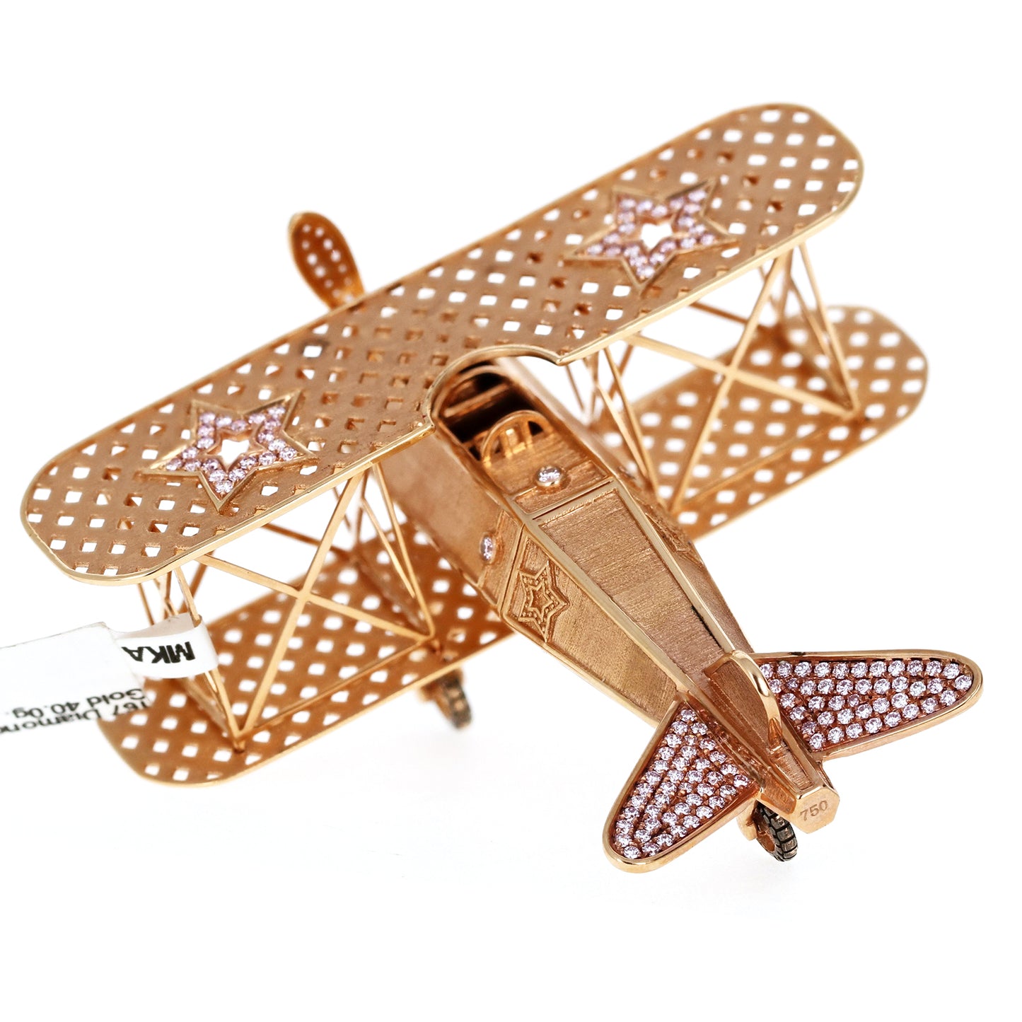 Natural Pink Diamond Rose Gold Miniature Model Airplane