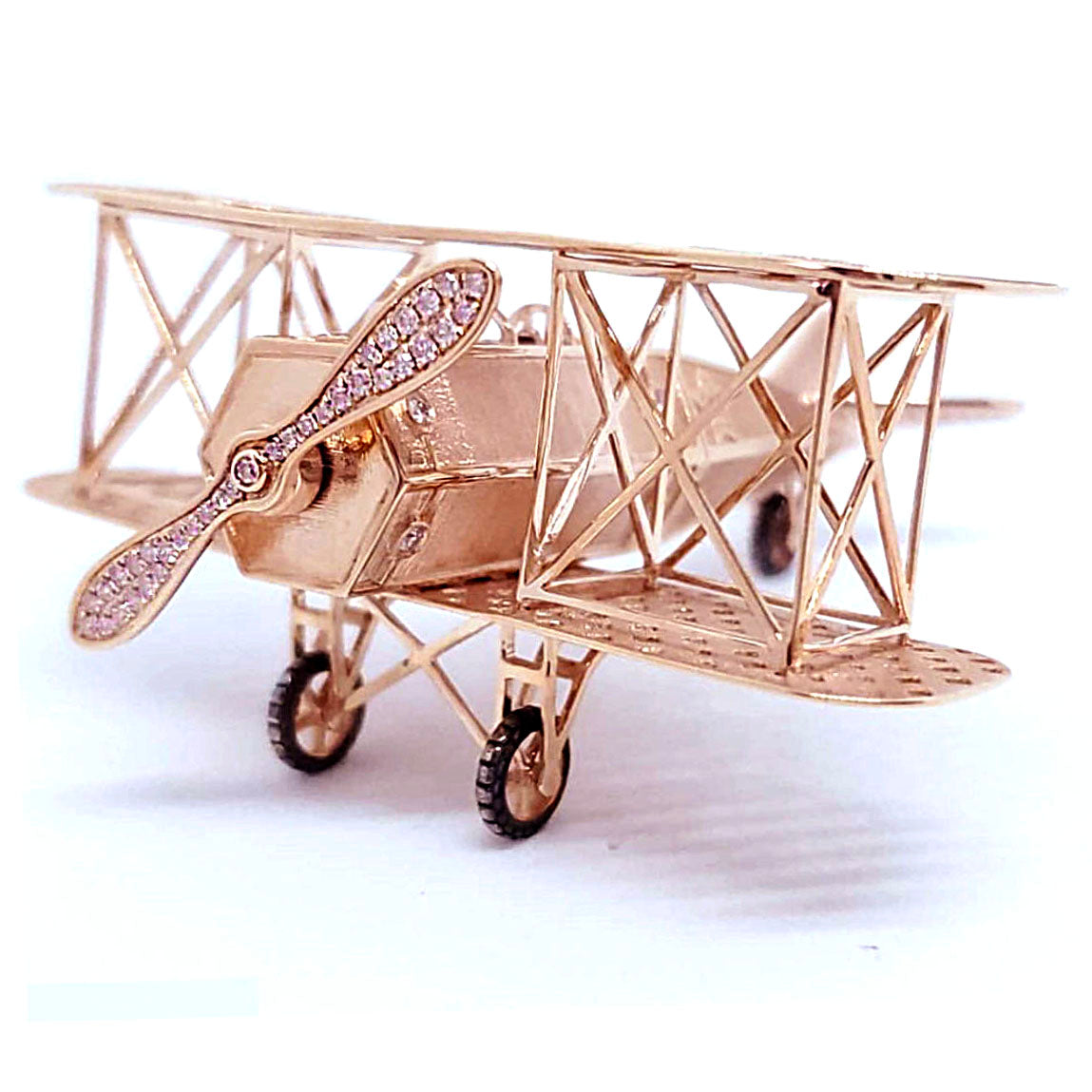 Natural Pink Diamond Rose Gold Miniature Model Airplane