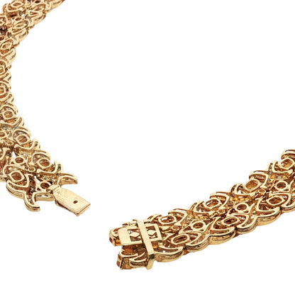 89.00 CTW Oval Orange Sapphire & 19.53 CTW Diamond Interwoven Necklace and Bracelet Suite in 18K Yellow Gold