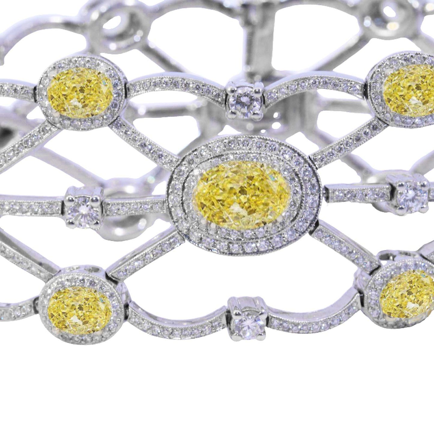 Michael Beaudry Yellow and White Diamond Lattice Bracelet