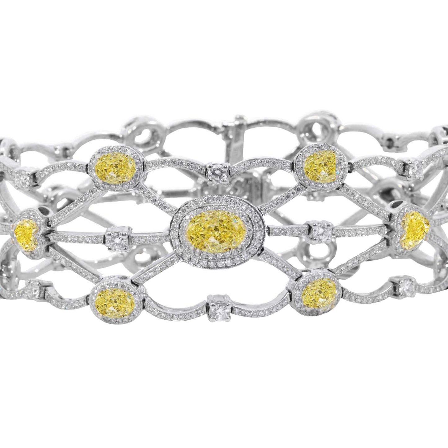 Michael Beaudry Yellow and White Diamond Lattice Bracelet