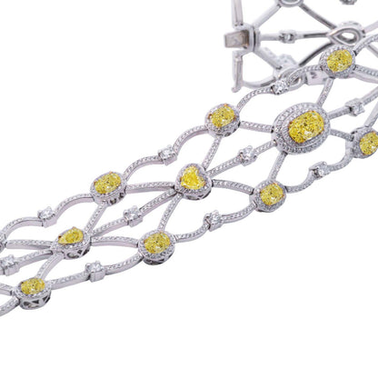 Michael Beaudry Yellow and White Diamond Lattice Bracelet