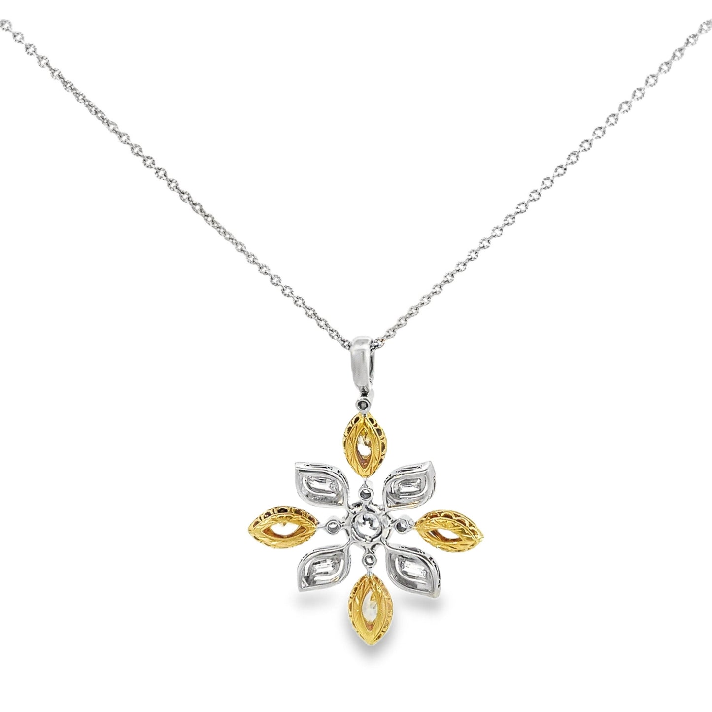 Michael Beaudry Platinum and 18k Yellow Gold Star Cross Diamond Pendant Necklace