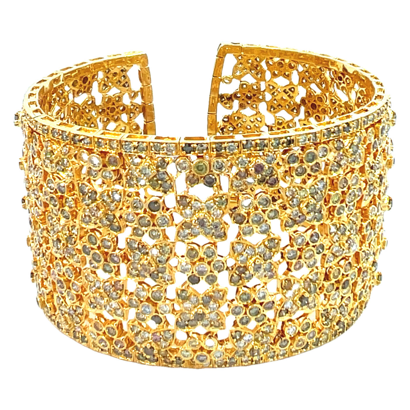 27 Carat Multi Fancy Color Diamond Cuff Bangle Bracelet