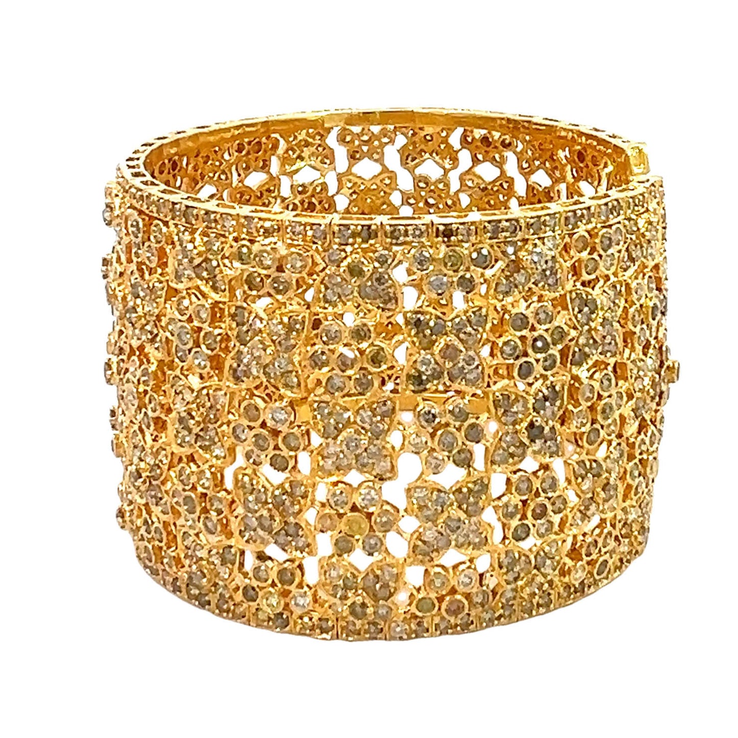 27 Carat Multi Fancy Color Diamond Cuff Bangle Bracelet