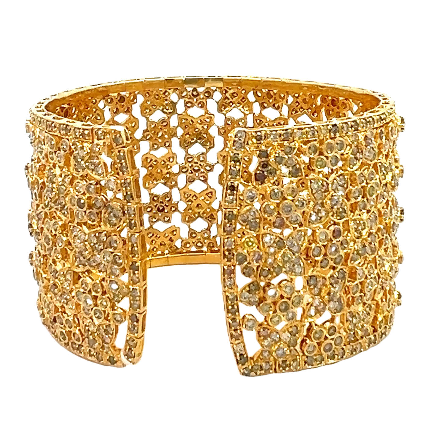 27 Carat Multi Fancy Color Diamond Cuff Bangle Bracelet