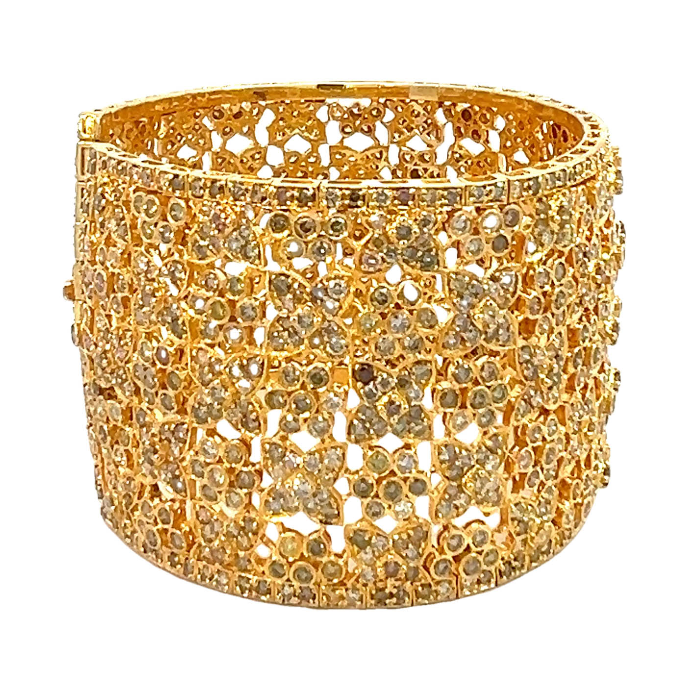 27 Carat Multi Fancy Color Diamond Cuff Bangle Bracelet