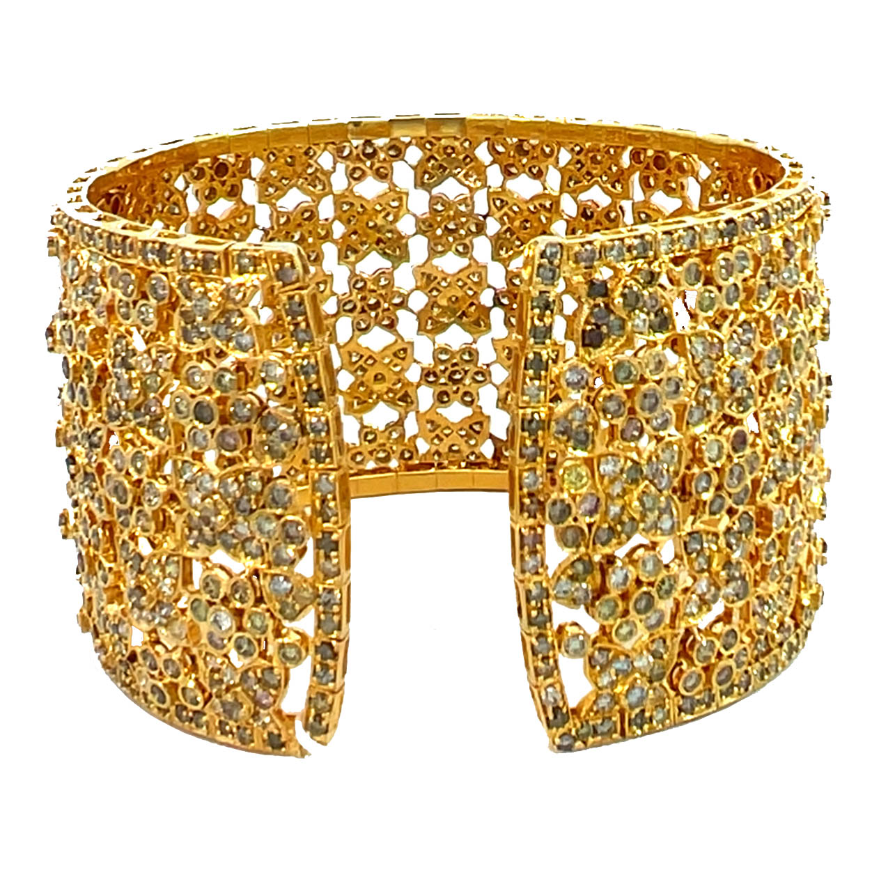 27 Carat Multi Fancy Color Diamond Cuff Bangle Bracelet