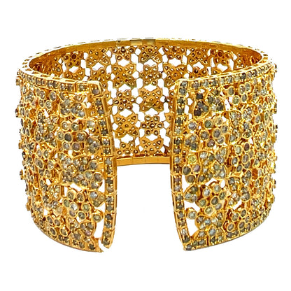 27 Carat Multi Fancy Color Diamond Cuff Bangle Bracelet