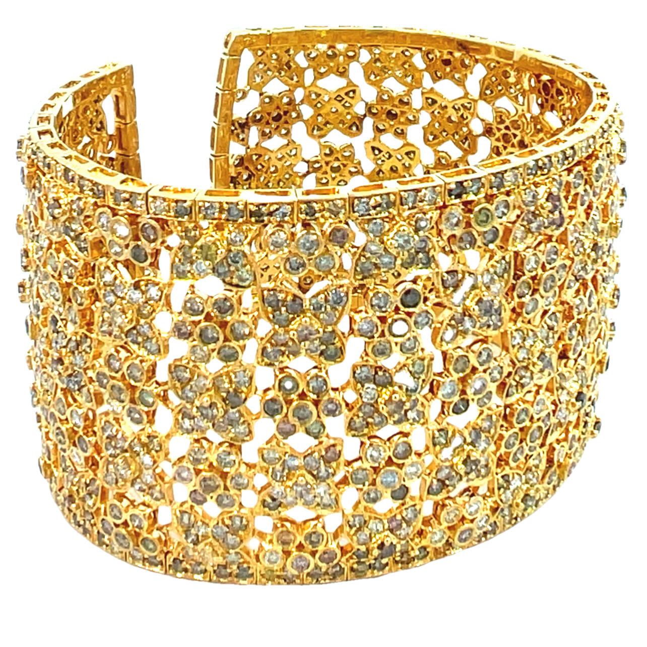 27 Carat Multi Fancy Color Diamond Cuff Bangle Bracelet