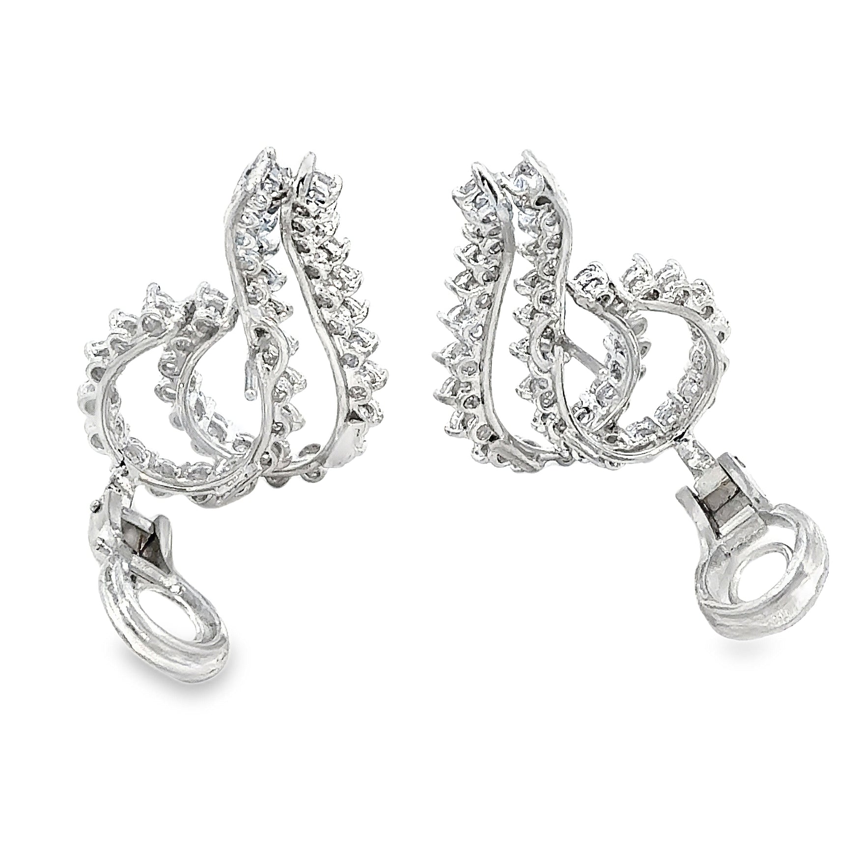 3.75ctw round brilliant diamond twist wing ear climber earrings in 18k white gold by Kantor Gems