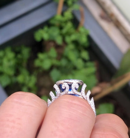 3.54ct no-heat Ceylon blue sapphire east-west ring