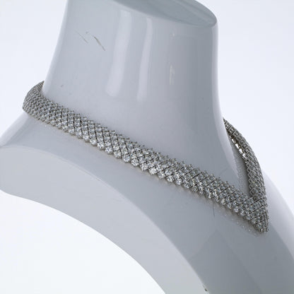 55.00ctw round brilliant diamond chevron collar necklace with 472 diamonds in 18k white gold by Kantor Gems