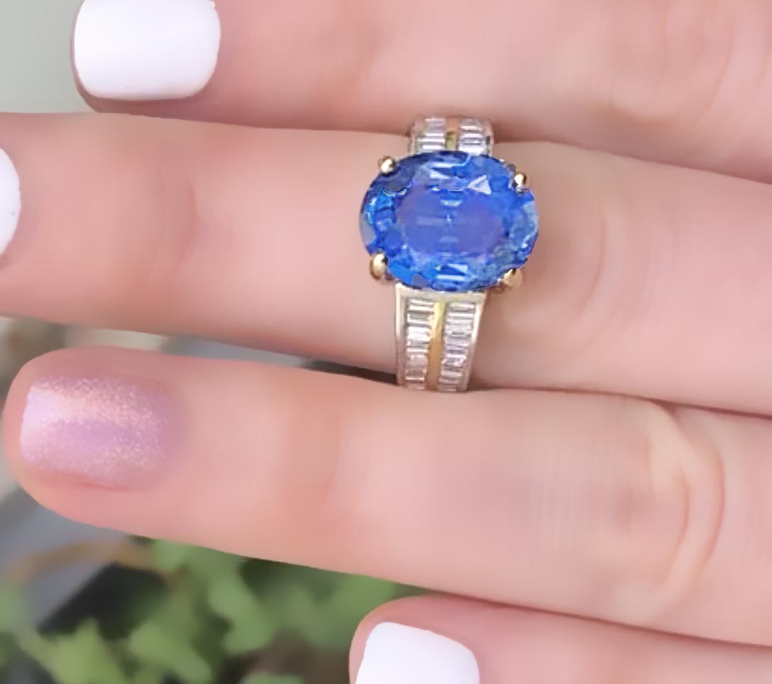 GIA Certified 5.08 Carat Sapphire and Diamond Cocktail Ring