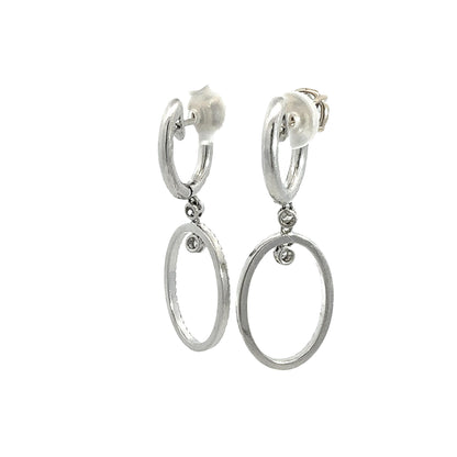 3.45 ctw Diamond Illusion Stud Oval Drop Dangle Earrings in Platinum & 18K