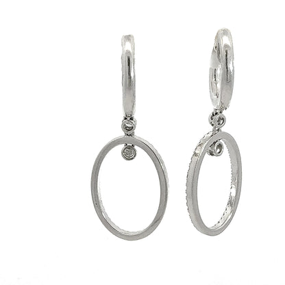 3.45 ctw Diamond Illusion Stud Oval Drop Dangle Earrings in Platinum & 18K