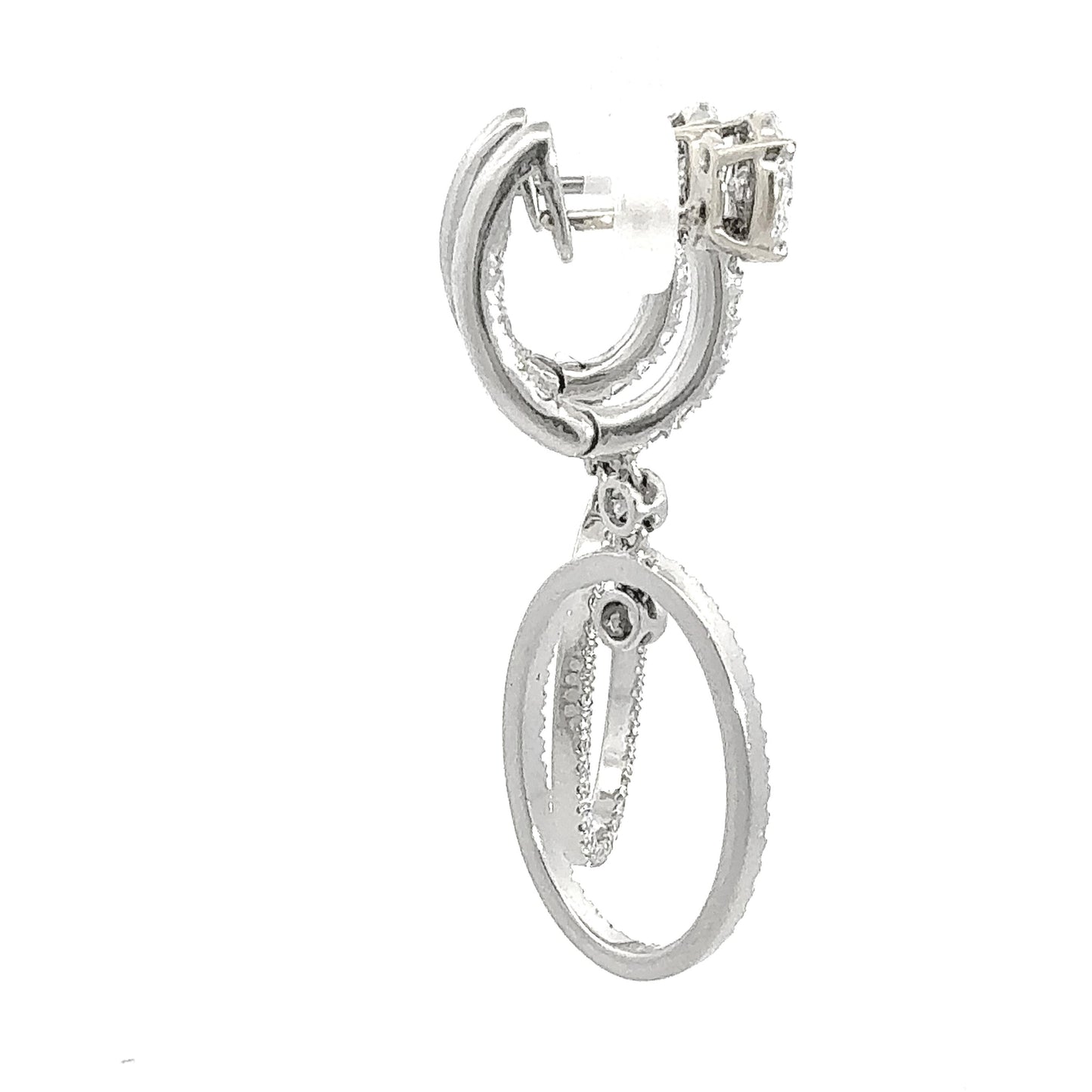 3.45 ctw Diamond Illusion Stud Oval Drop Dangle Earrings in Platinum & 18K