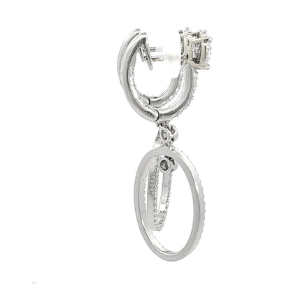 3.45 ctw Diamond Illusion Stud Oval Drop Dangle Earrings in Platinum & 18K