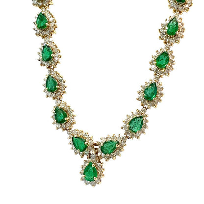 Emerald and Diamond Tennis Necklace