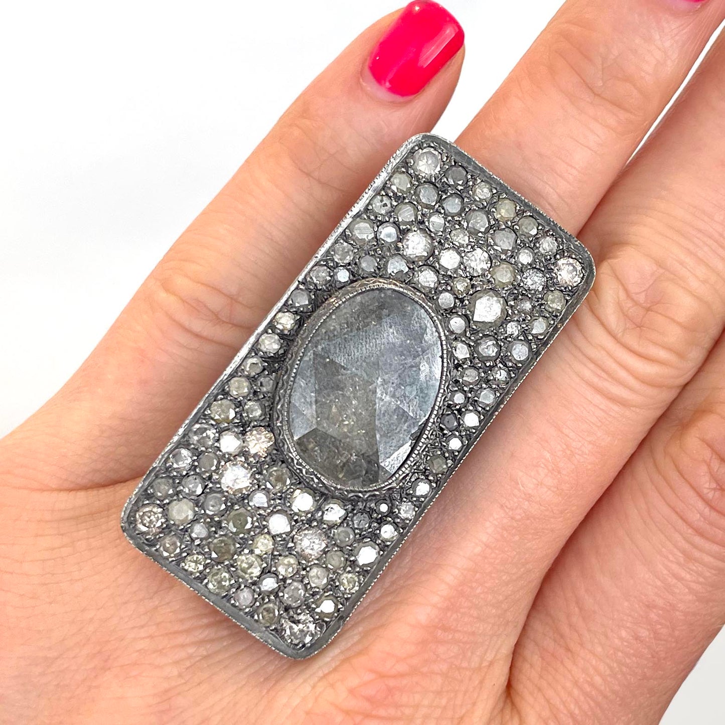 Loree Rodkin 18 Karat Diamond Rectangular Cocktail Ring