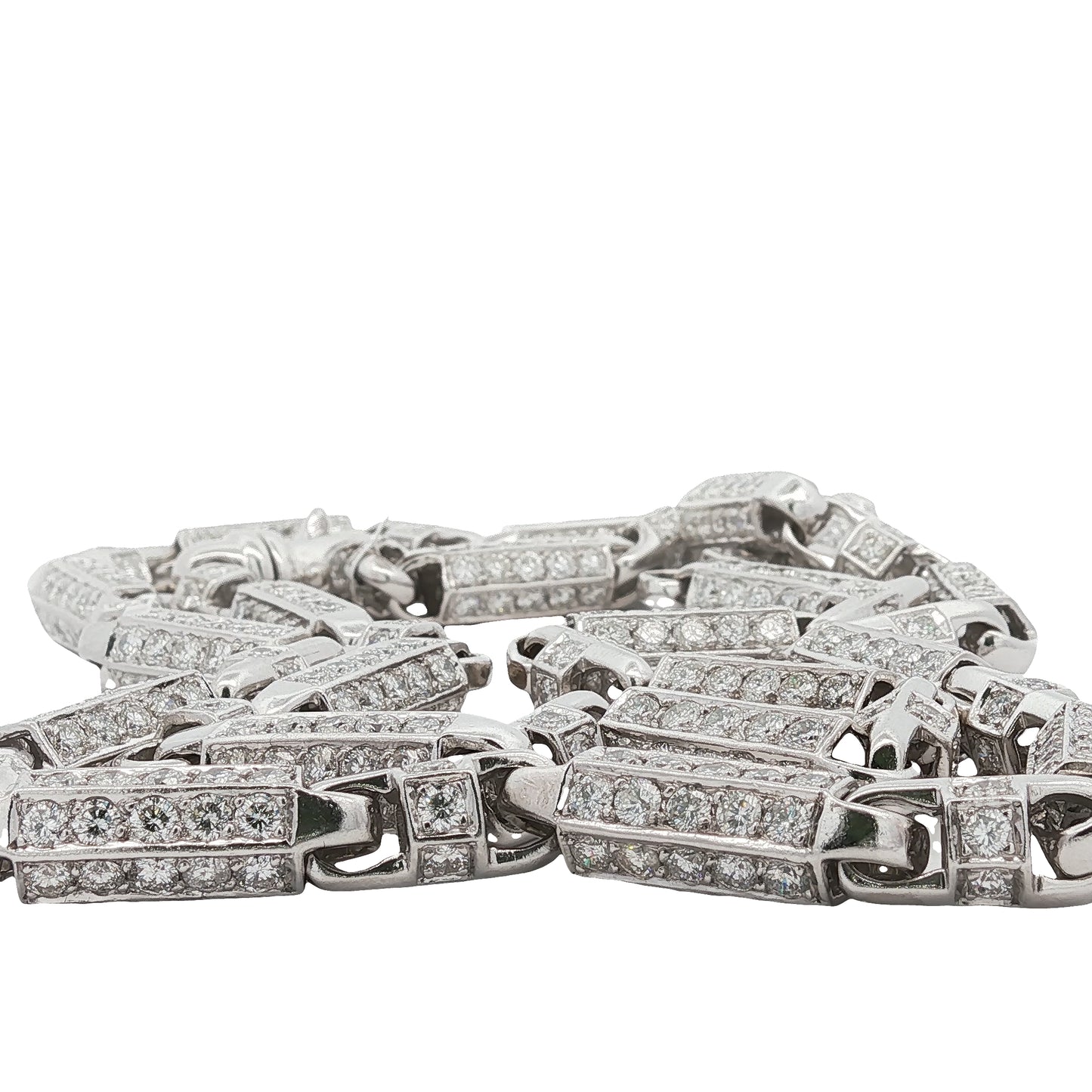 76.26 Carat Diamond Link Chain Necklace in 14K White Gold, 32 Inches