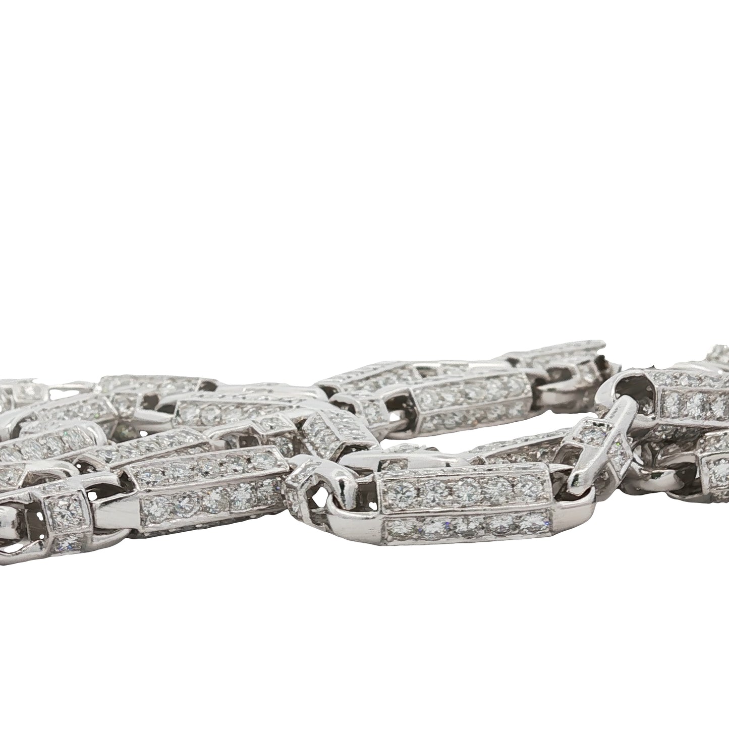 76.26 Carat Diamond Link Chain Necklace in 14K White Gold, 32 Inches