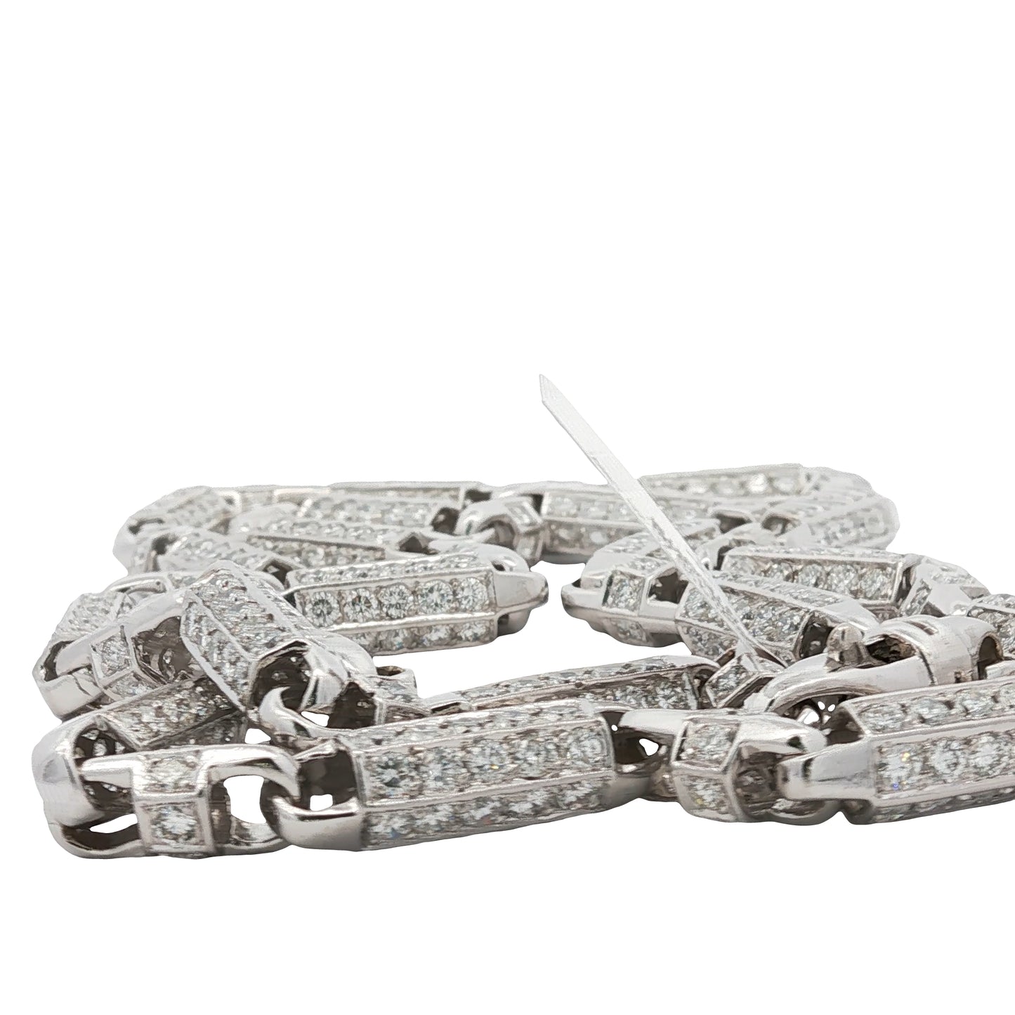 76.26 Carat Diamond Link Chain Necklace in 14K White Gold, 32 Inches