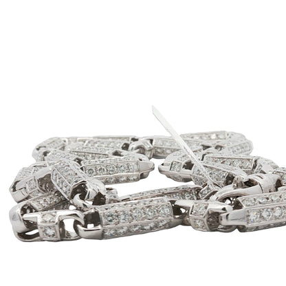 76.26 Carat Diamond Link Chain Necklace in 14K White Gold, 32 Inches