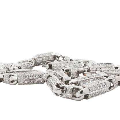 76.26 Carat Diamond Link Chain Necklace in 14K White Gold, 32 Inches