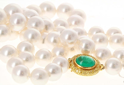 GIA Emerald Pearl and Diamond Necklace