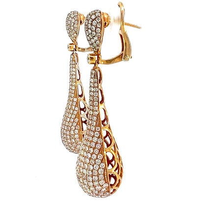 Diamond Drop Lever Back Dangle Earrings