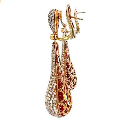 Diamond Drop Lever Back Dangle Earrings