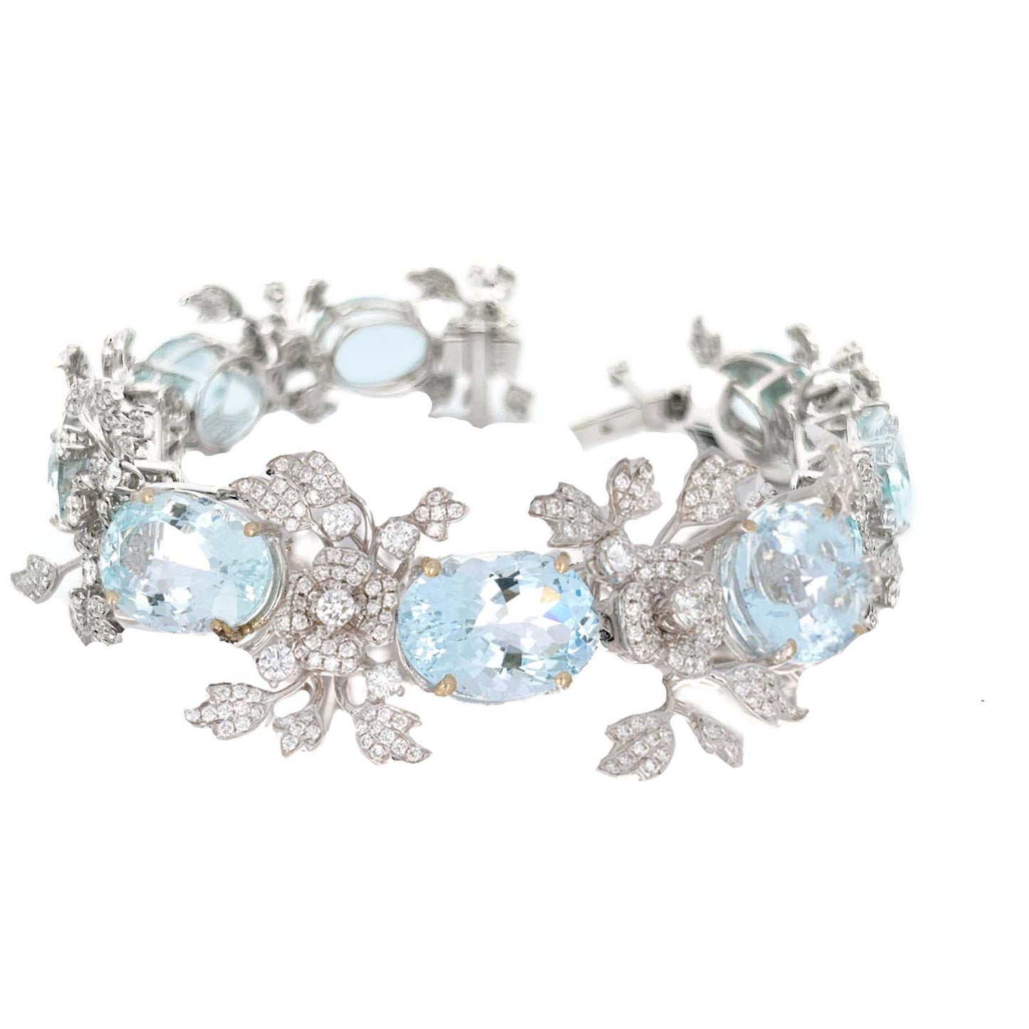 50 Carat Aquamarine and Diamond Bracelet