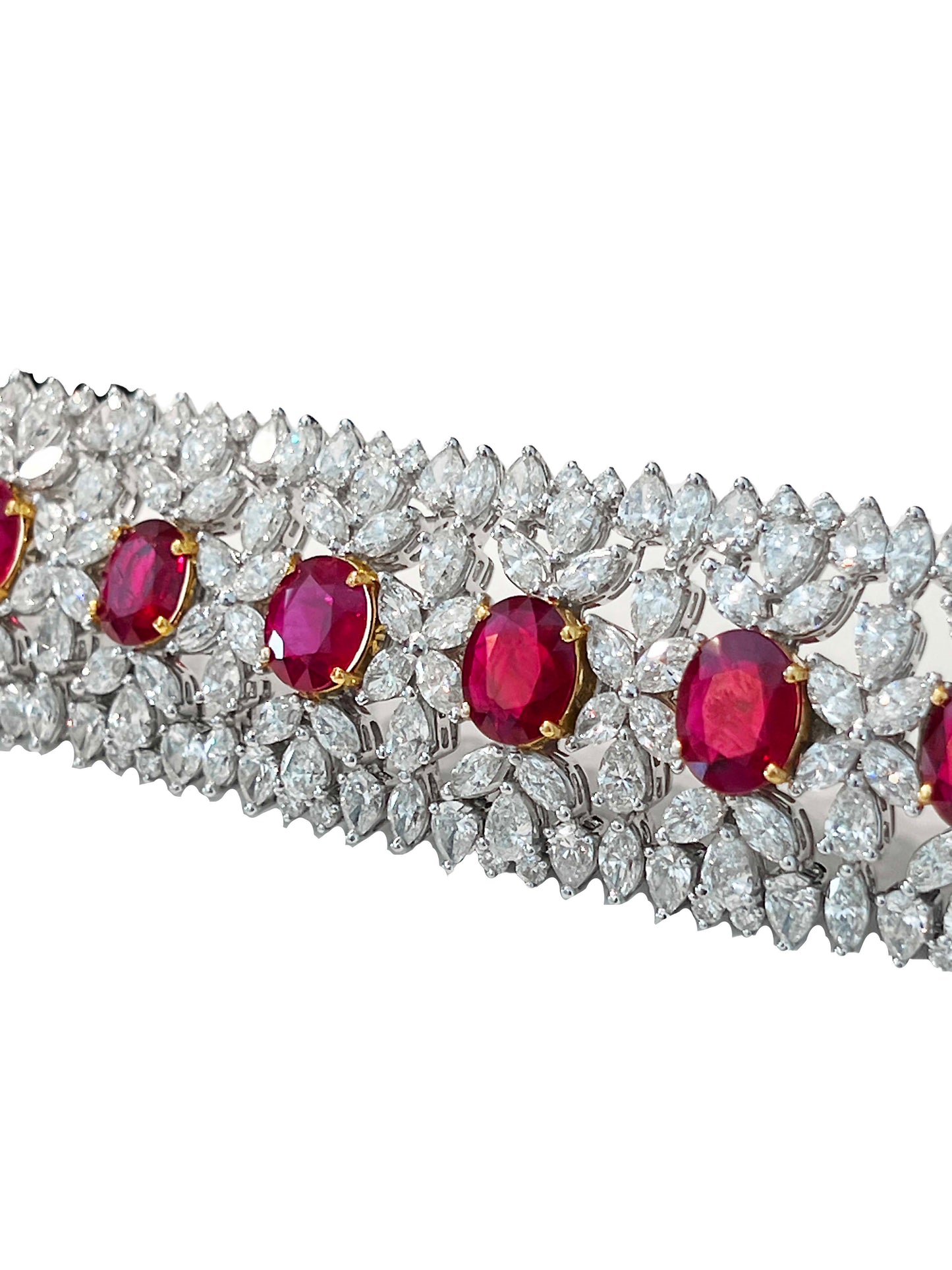 AGL Certified 35 Carat Ruby and Diamond Statement Bracelet