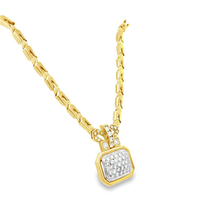 Egyptian Byzantine Geometric Diamond Pendant Chain Necklace