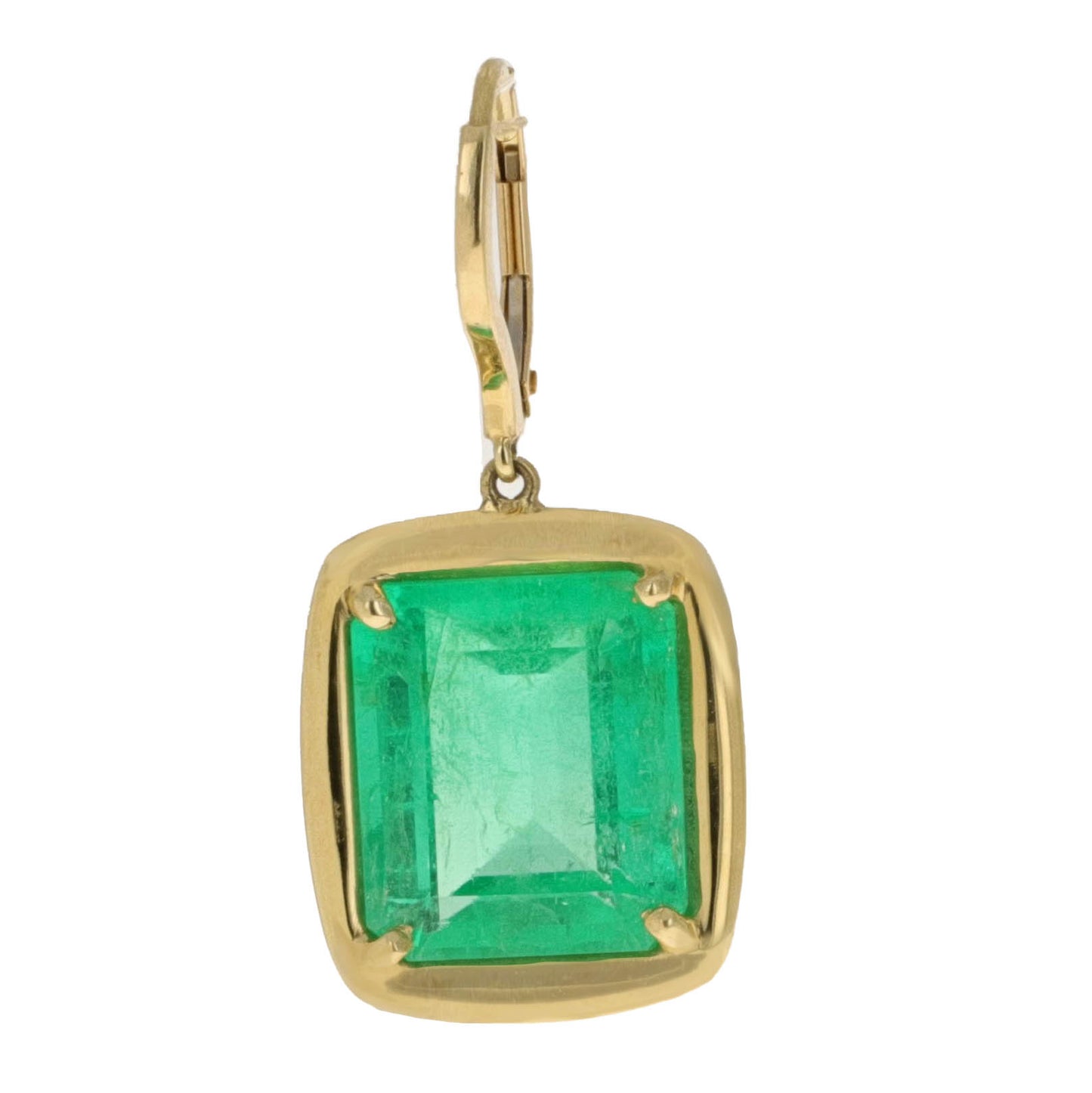 18K Yellow Gold 17.90 Carat Colombian Emerald Dangle Earrings