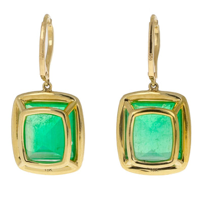 18K Yellow Gold 17.90 Carat Colombian Emerald Dangle Earrings