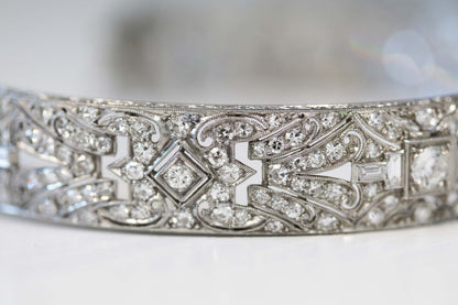 Art Deco Platinum Diamond Bangle Bracelet