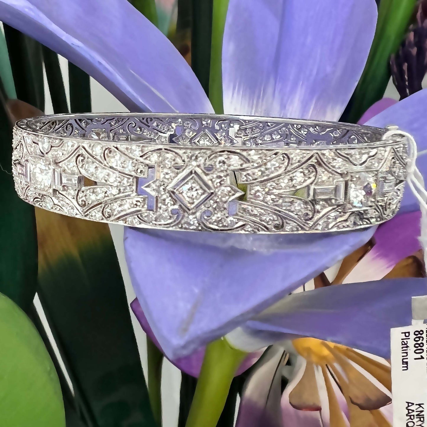 Art Deco Platinum Diamond Bangle Bracelet