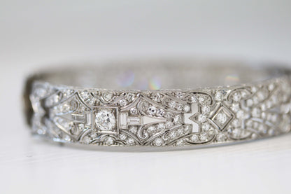 Art Deco Platinum Diamond Bangle Bracelet