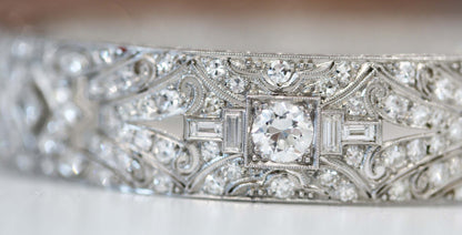 Art Deco Platinum Diamond Bangle Bracelet