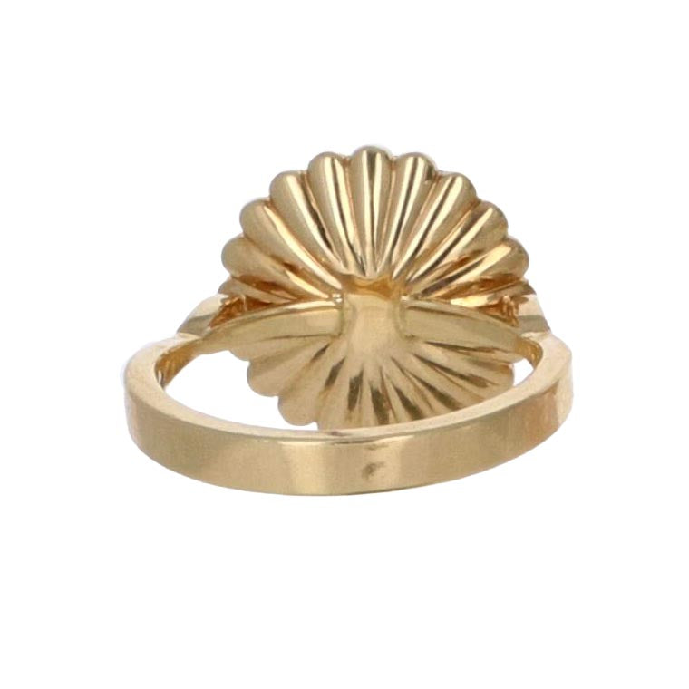 1.36 CT Cognac Champagne Diamond & Royal Blue Enamel Cluster Ring in 18K Yellow Gold