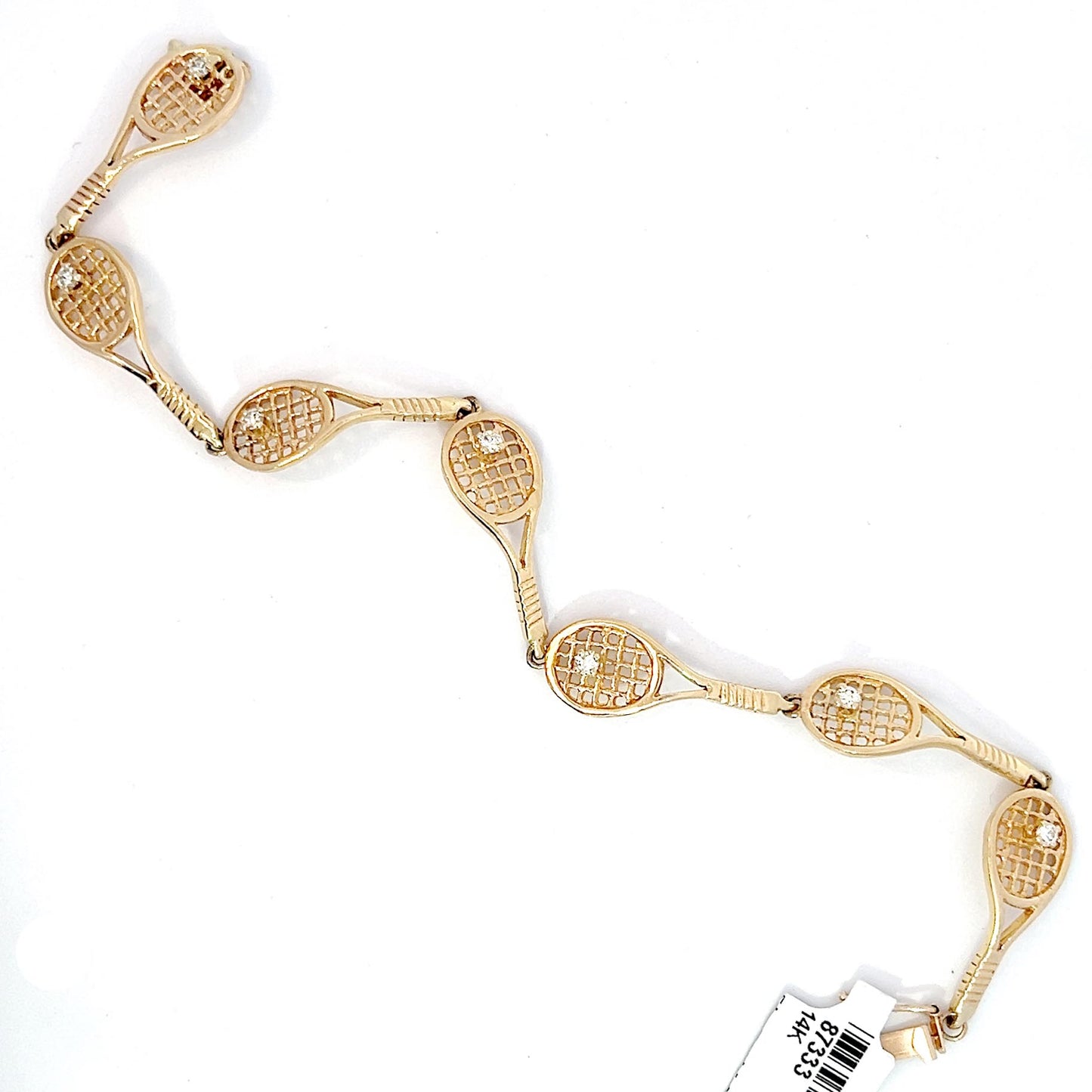 14K Yellow Gold Tennis Racket Diamond Bracelet